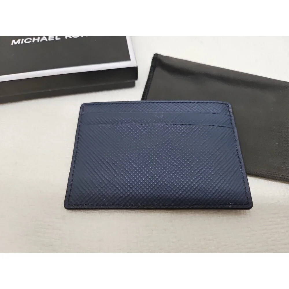 MK MICHAEL KORS Men's Jet Set Signature Navy Blue RFID Blocking Card Wallet New